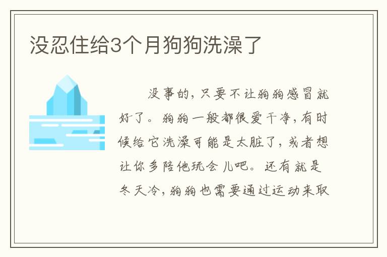 没忍住给3个月狗狗洗澡了