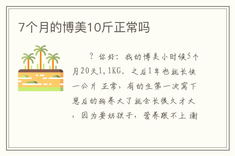7个月的博美10斤正常吗